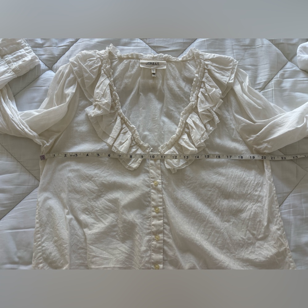THE GREAT. White Ruffled Blouse - Picture 11 of 14